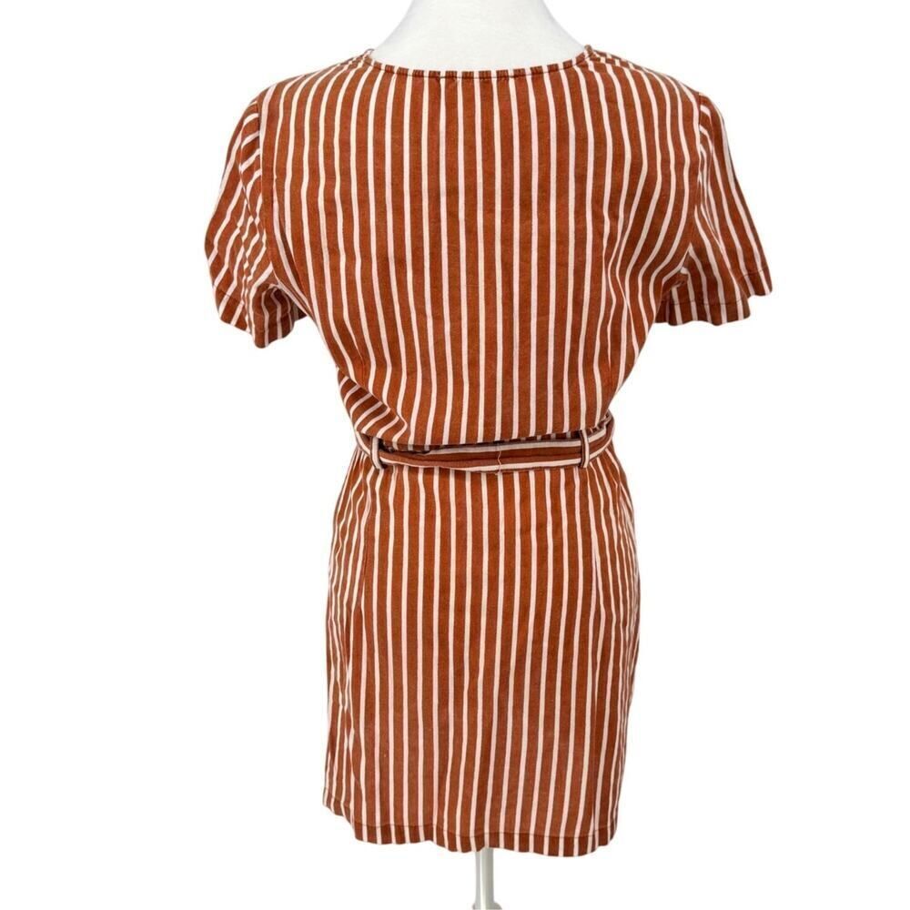 Mng Mango Rust White Vertical Stripe Button Front… - image 3